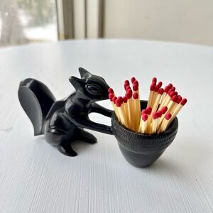Crate & Barrel Antiqued Solid Brass Squirrel & Acorn Votive Holder